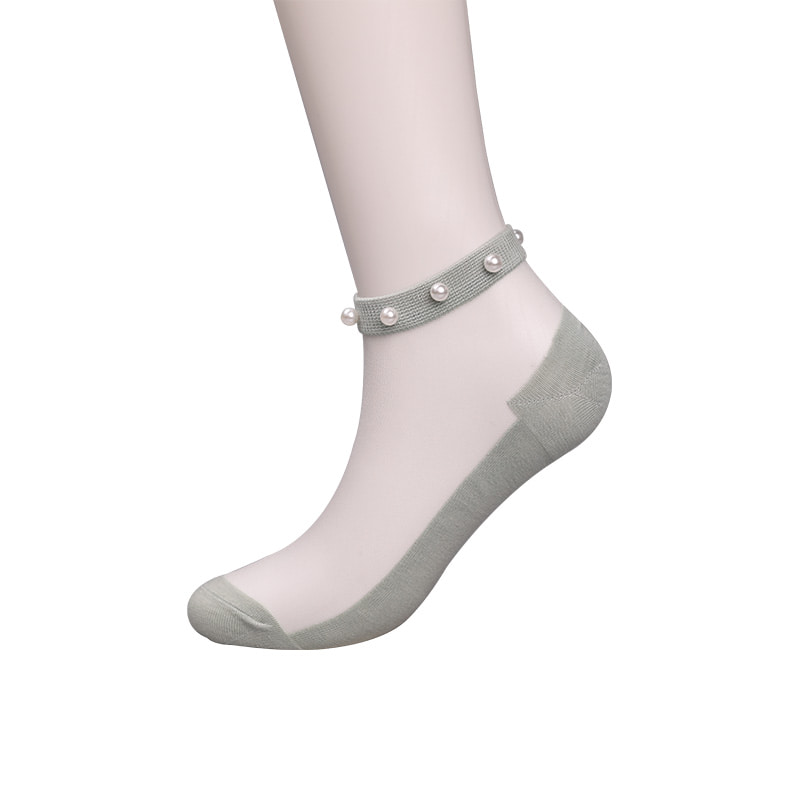 Calzini da barca da donna con fondo in cotone di seta trasparente in nylon moda calzini da barca da donna in seta di cristallo di vetro perlato superiore WSD1288