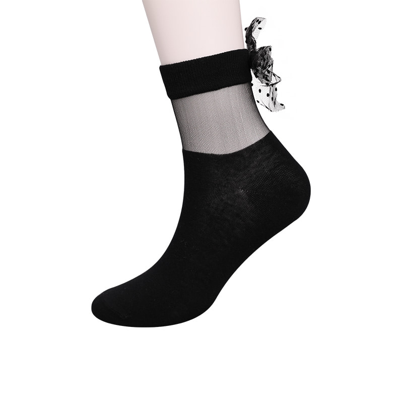 Calzini da donna con fondo in cotone di seta di vetro moda cucitura calzini da donna in seta trasparente bowknot Calzini da donna in seta di cristallo WSD1911
