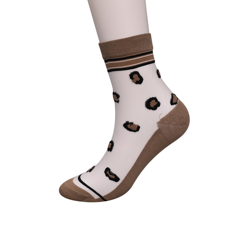 Calzini da donna con fondo in cotone e seta trasparente di moda Calzini da donna in seta trasparente con fiori modello leopardo Calzini da donna in seta di cristallo WSD1939