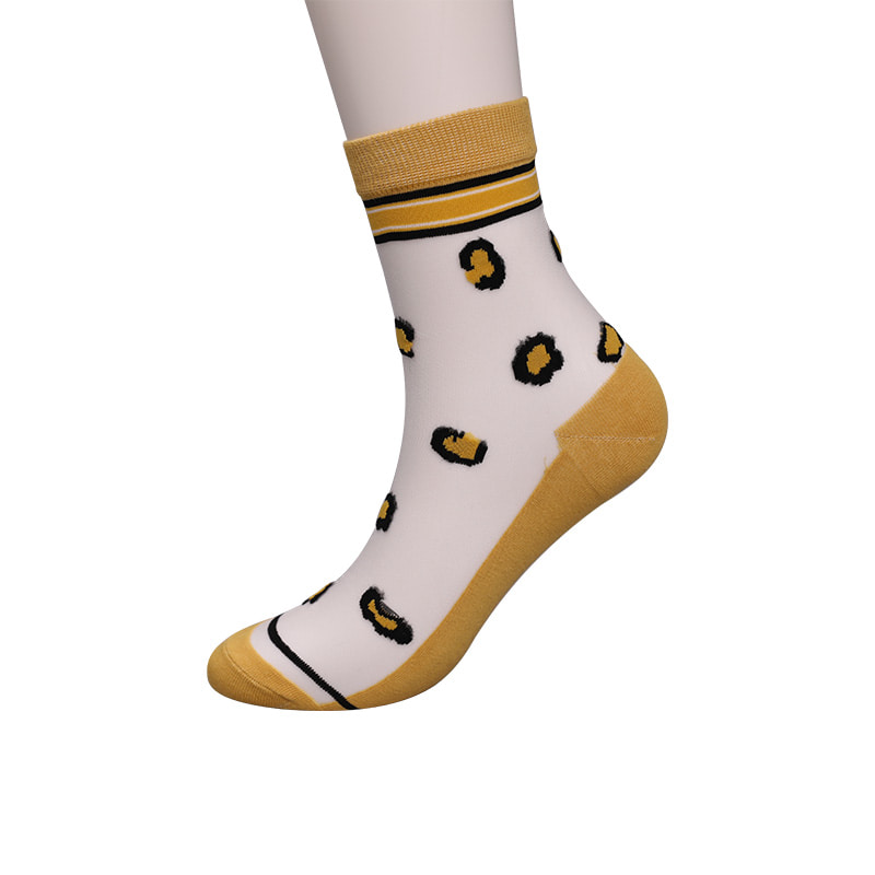 Calzini da donna con fondo in cotone e seta trasparente di moda Calzini da donna in seta trasparente con fiori modello leopardo Calzini da donna in seta di cristallo WSD1939