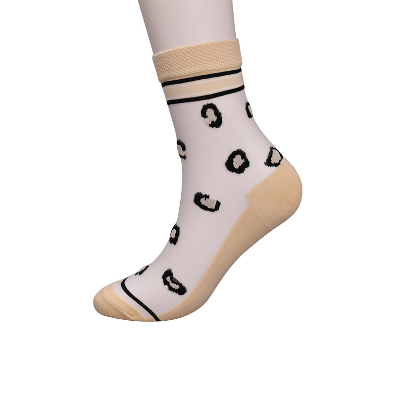 Calzini da donna con fondo in cotone e seta trasparente di moda Calzini da donna in seta trasparente con fiori modello leopardo Calzini da donna in seta di cristallo WSD1939