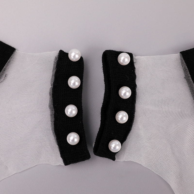 Calzini da barca da donna con fondo in cotone di seta trasparente in nylon moda calzini da barca da donna in seta di cristallo di vetro perlato superiore WSD1288