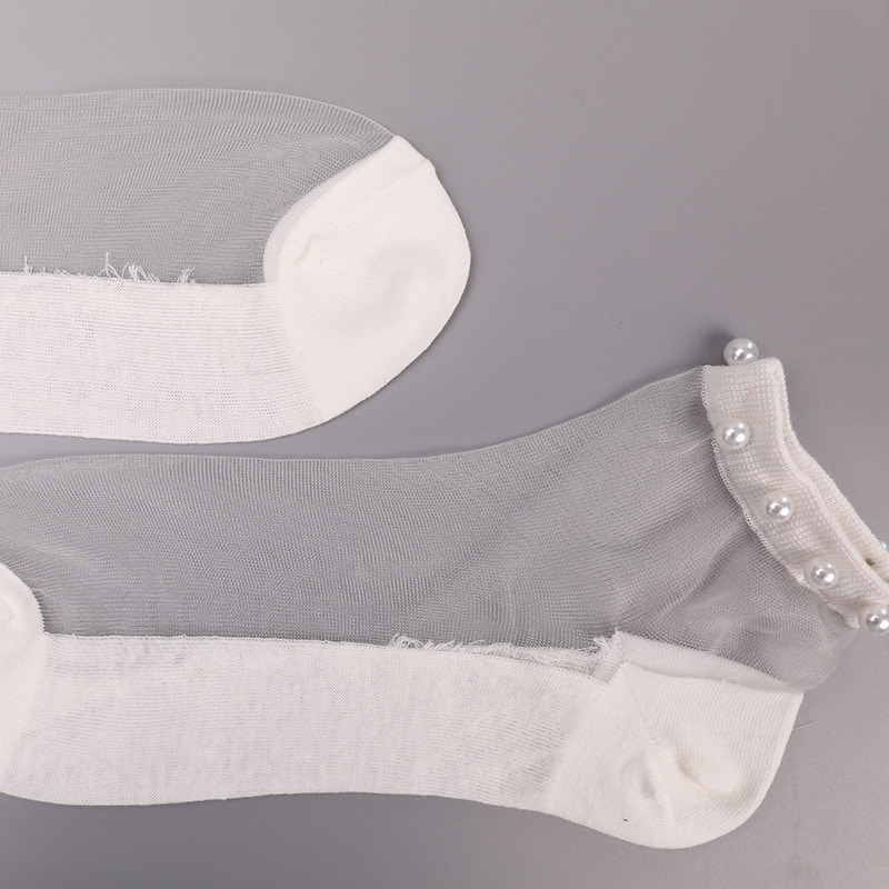 Calzini da barca da donna con fondo in cotone di seta trasparente in nylon moda calzini da barca da donna in seta di cristallo di vetro perlato superiore WSD1288