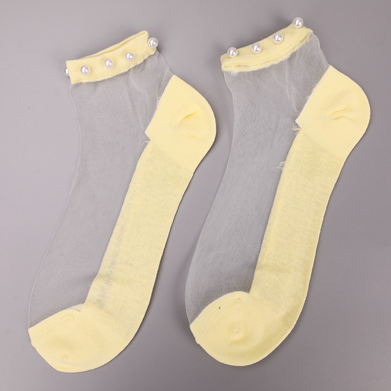 Calzini da barca da donna con fondo in cotone di seta trasparente in nylon moda calzini da barca da donna in seta di cristallo di vetro perlato superiore WSD1288