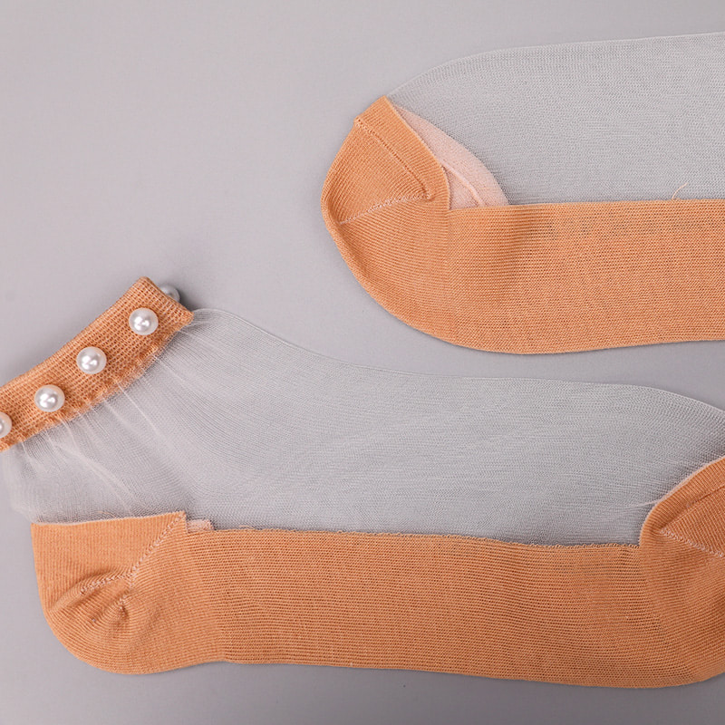 Calzini da barca da donna con fondo in cotone di seta trasparente in nylon moda calzini da barca da donna in seta di cristallo di vetro perlato superiore WSD1288