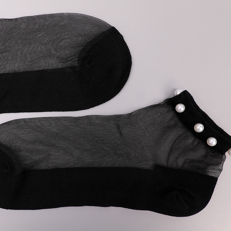 Calzini da barca da donna con fondo in cotone di seta trasparente in nylon moda calzini da barca da donna in seta di cristallo di vetro perlato superiore WSD1288