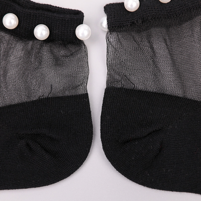 Calzini da barca da donna con fondo in cotone di seta trasparente in nylon moda calzini da barca da donna in seta di cristallo di vetro perlato superiore WSD1288