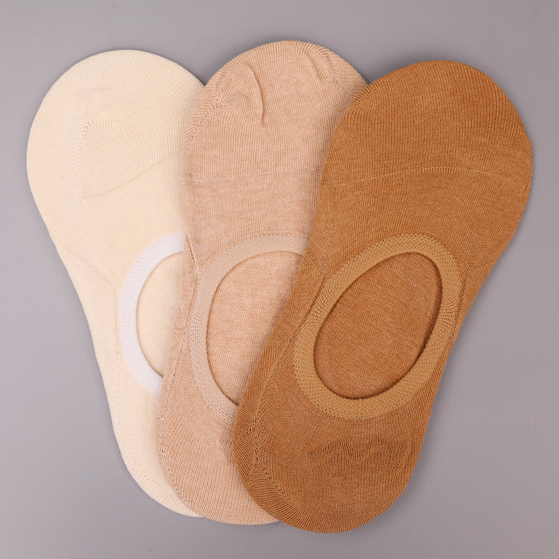 Calzini da donna in cotone colore naturale, rete, cuciti a mano invisibili WSD1401