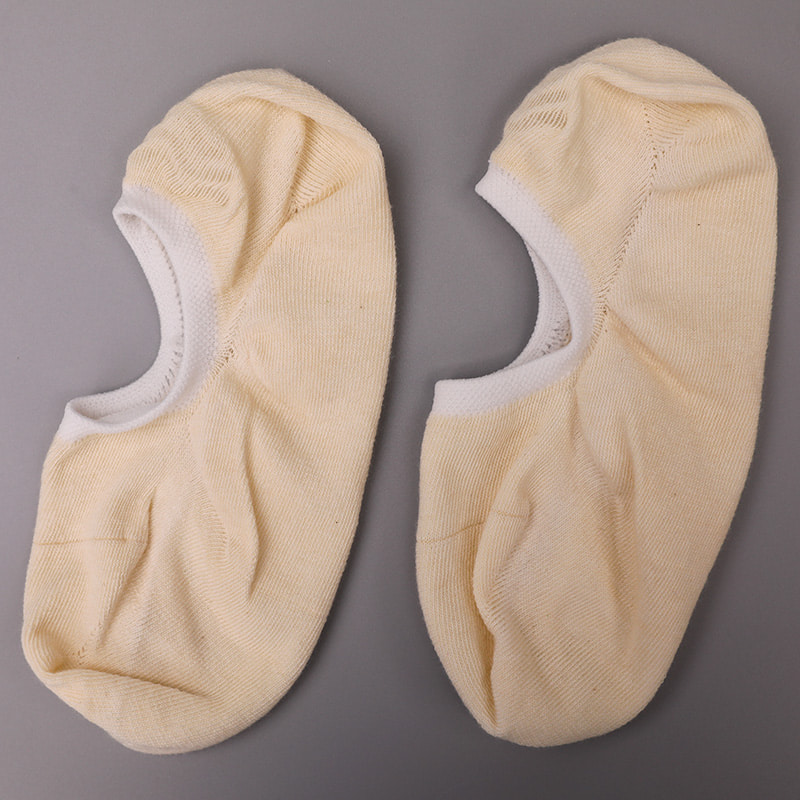 Calzini da donna in cotone colore naturale, rete, cuciti a mano invisibili WSD1401