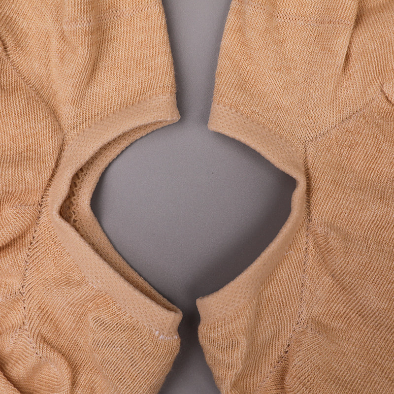 Calzini da donna in cotone colore naturale, rete, cuciti a mano invisibili WSD1401