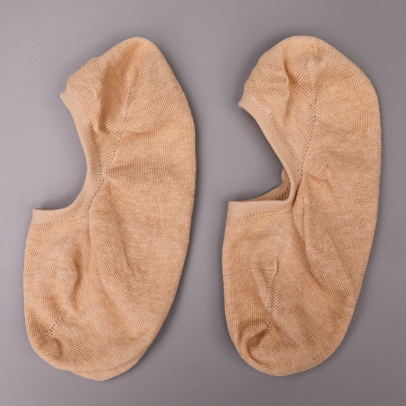 Calzini da donna in cotone colore naturale, rete, cuciti a mano invisibili WSD1401