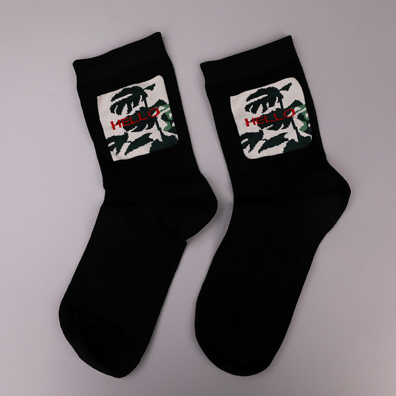 Calzini da uomo autunnali e invernali cuciti a mano in jacquard stampato in 3D con spandex avvolto in morbido nylon di seta filata WSD2850