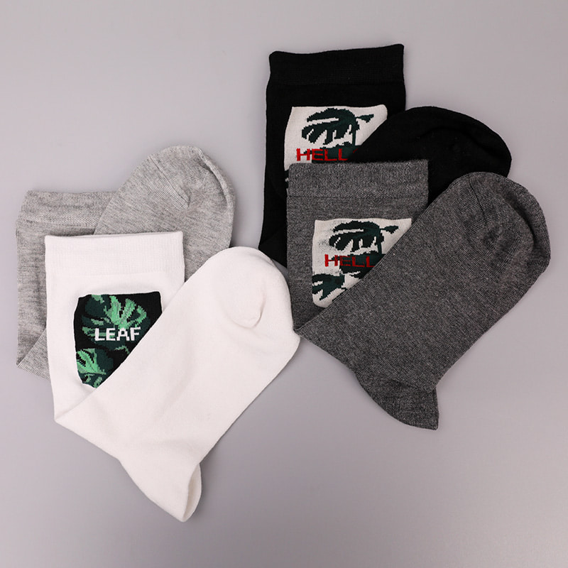 Calzini da uomo autunnali e invernali cuciti a mano in jacquard stampato in 3D con spandex avvolto in morbido nylon di seta filata WSD2850