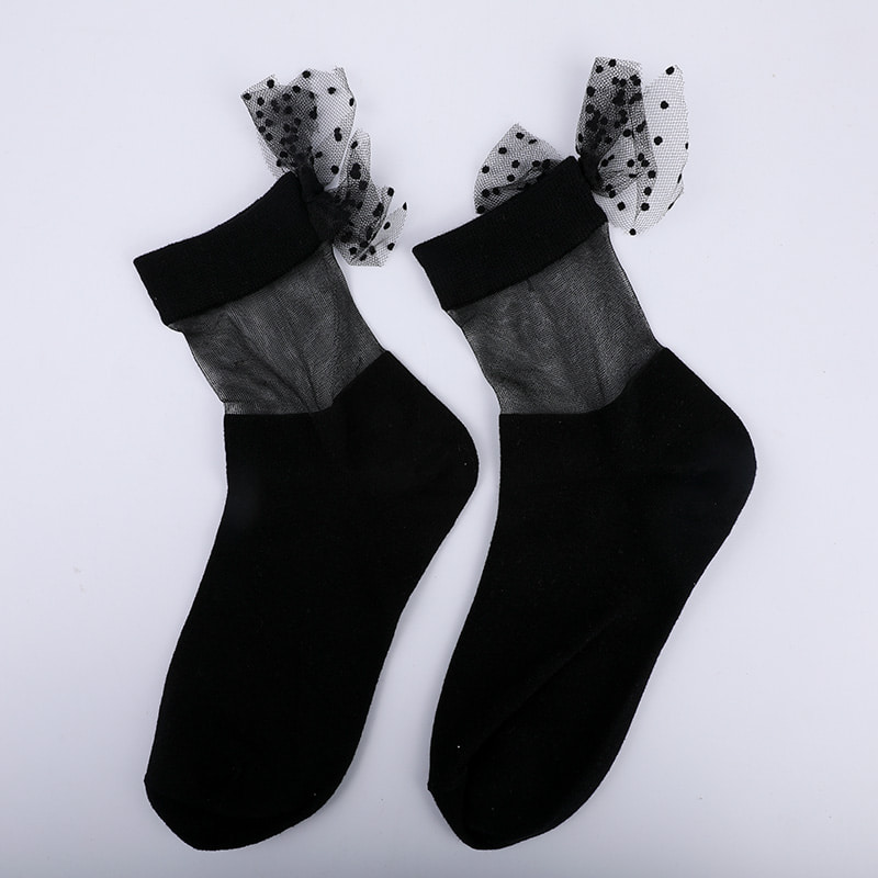 Calzini da donna con fondo in cotone di seta di vetro moda cucitura calzini da donna in seta trasparente bowknot Calzini da donna in seta di cristallo WSD1911