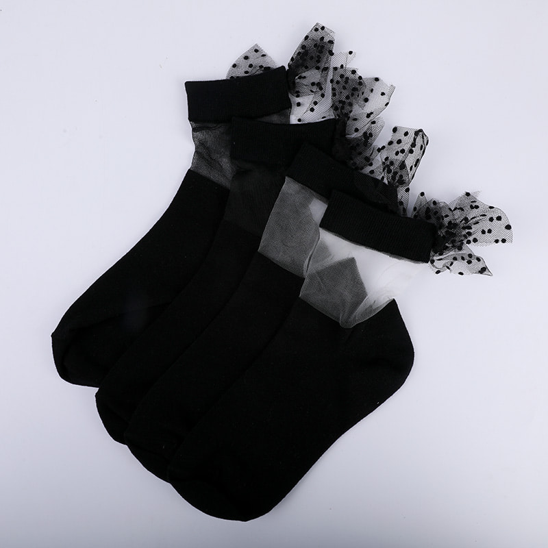 Calzini da donna con fondo in cotone di seta di vetro moda cucitura calzini da donna in seta trasparente bowknot Calzini da donna in seta di cristallo WSD1911