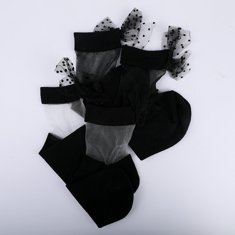 Calzini da donna con fondo in cotone di seta di vetro moda cucitura calzini da donna in seta trasparente bowknot Calzini da donna in seta di cristallo WSD1911