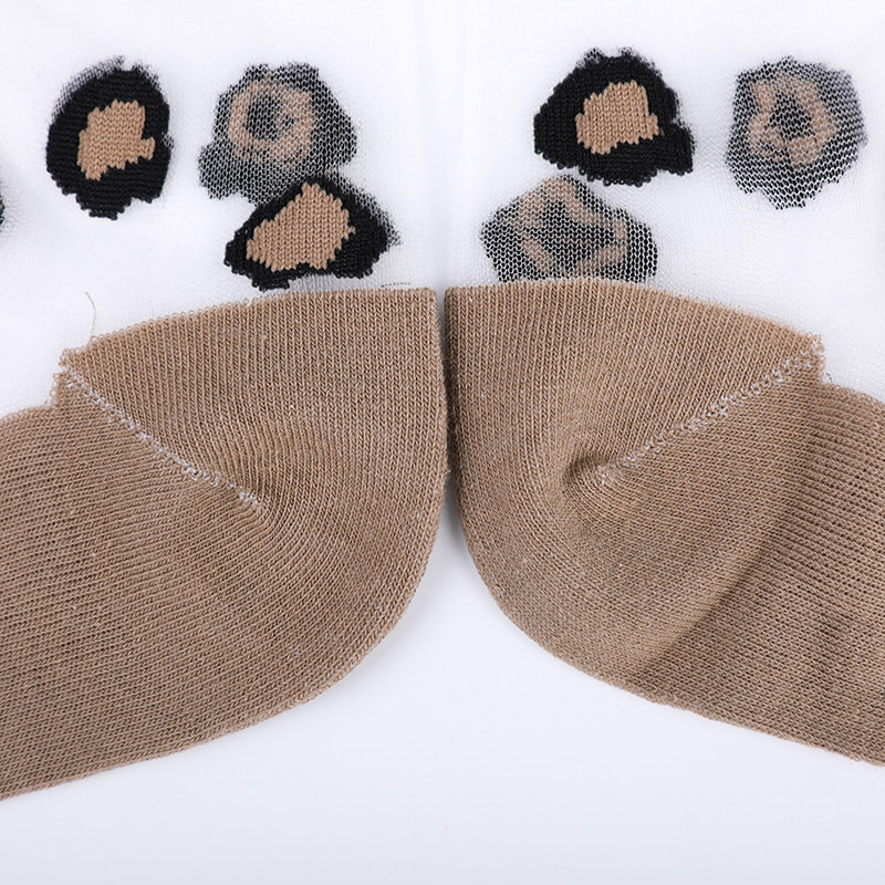 Calzini da donna con fondo in cotone e seta trasparente di moda Calzini da donna in seta trasparente con fiori modello leopardo Calzini da donna in seta di cristallo WSD1939