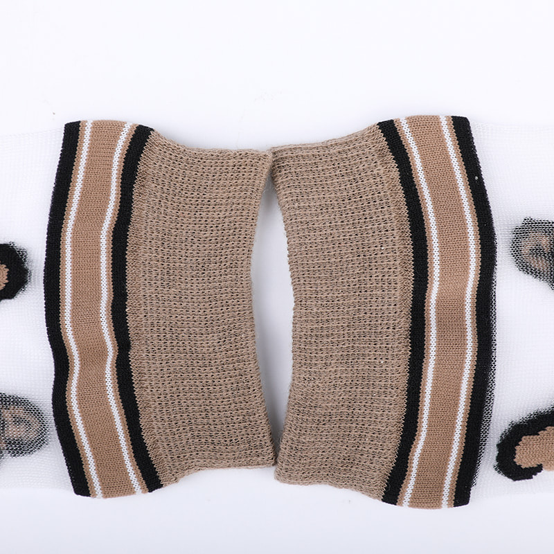 Calzini da donna con fondo in cotone e seta trasparente di moda Calzini da donna in seta trasparente con fiori modello leopardo Calzini da donna in seta di cristallo WSD1939