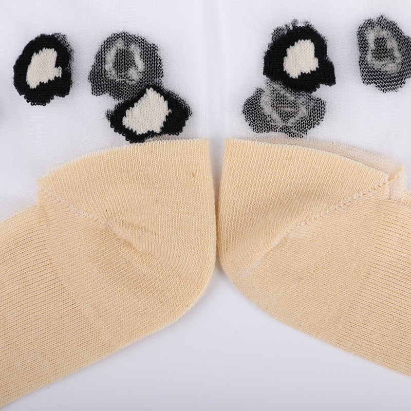 Calzini da donna con fondo in cotone e seta trasparente di moda Calzini da donna in seta trasparente con fiori modello leopardo Calzini da donna in seta di cristallo WSD1939