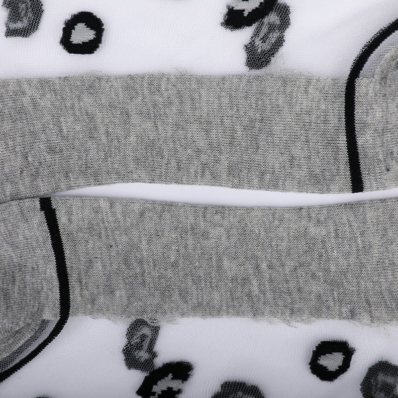 Calzini da donna con fondo in cotone e seta trasparente di moda Calzini da donna in seta trasparente con fiori modello leopardo Calzini da donna in seta di cristallo WSD1939