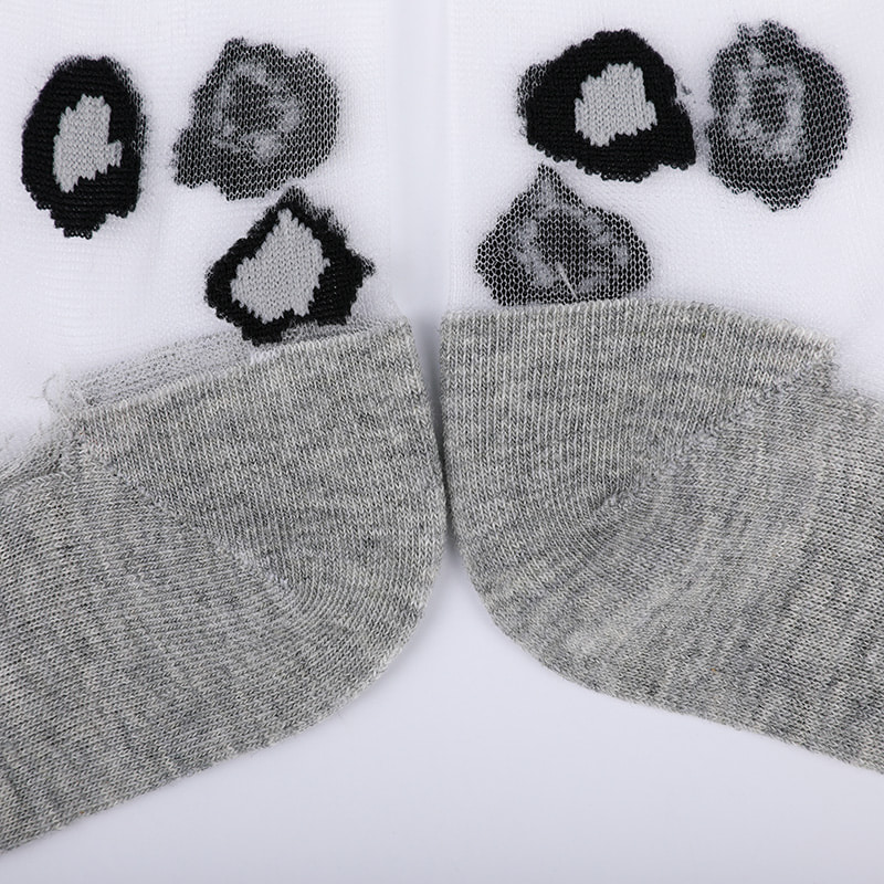 Calzini da donna con fondo in cotone e seta trasparente di moda Calzini da donna in seta trasparente con fiori modello leopardo Calzini da donna in seta di cristallo WSD1939