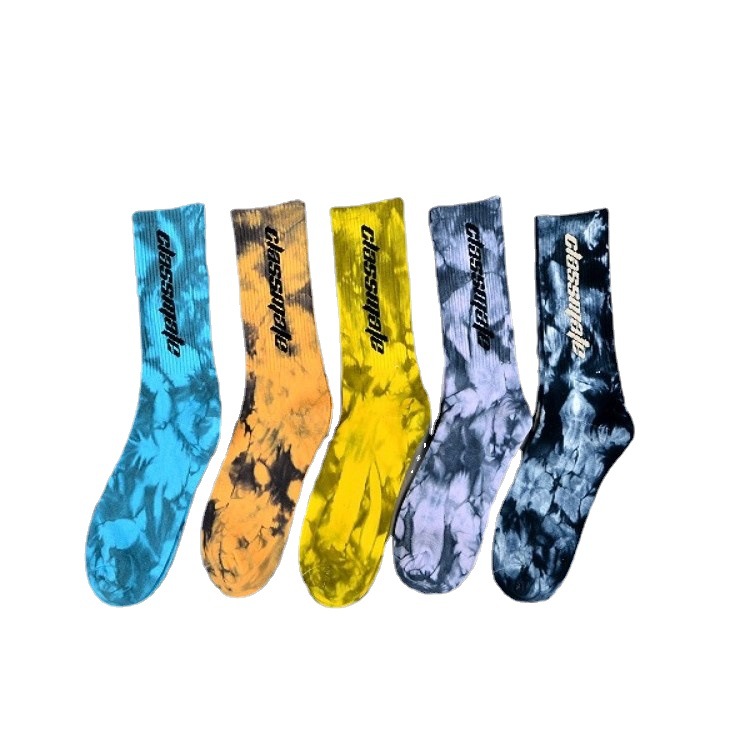 Calzini personalizzati con logo personalizzato Sox Jacquard Oem Crew Street Sport da uomo con stampa tie dye alla moda